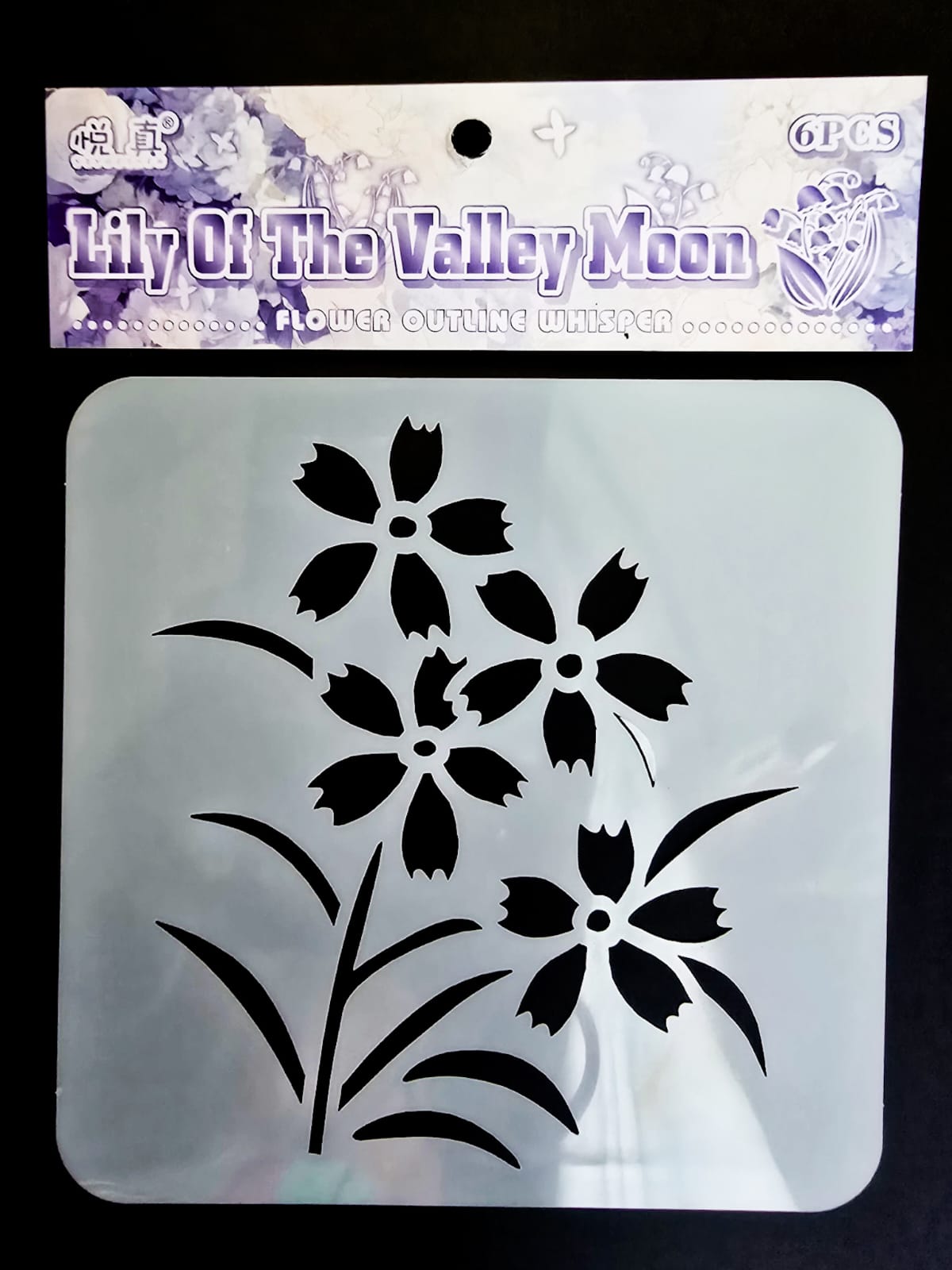 #15 HKDY-4-03 | Lily Of The Valley Moon Stencil | Flower Outline Whisper Stencil |