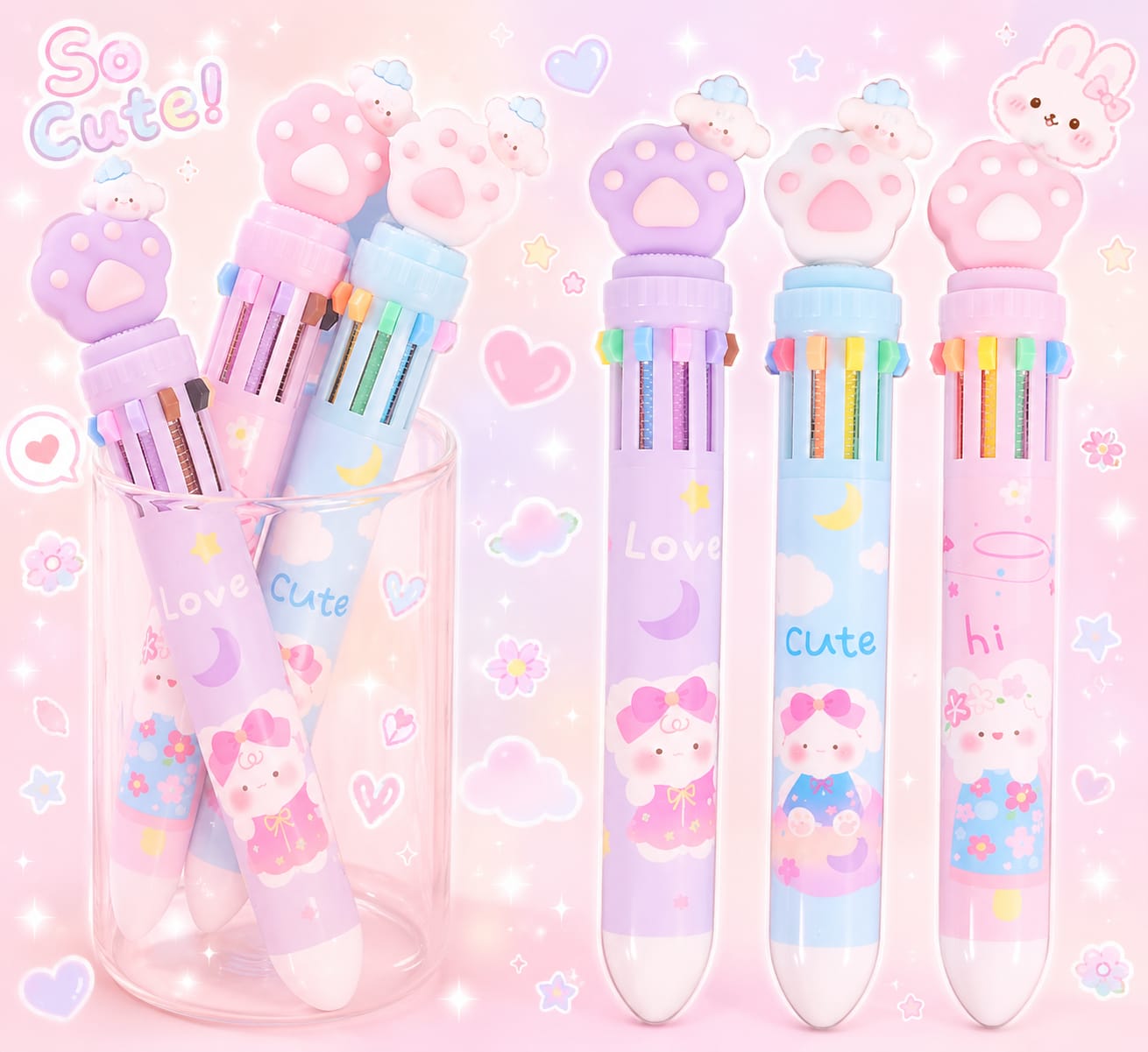 JD-6613 | Rb | Multicolor Pens For Kids | Ball Pen Set For School | Cartoon Pen | Random Any One