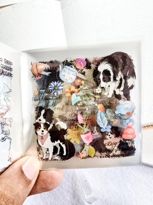 MRZYT-403| 20-Sheet PET Pet Theme Sticker Books Featuring Die-Cut Dog Designs | 80*80mm .