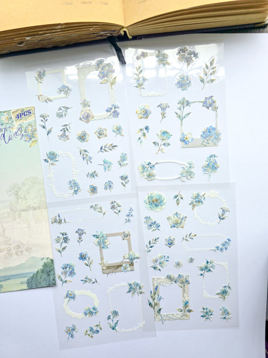 KJHY-602 | Blues Wallations | PET | Watercolour Flower Asthetic sticker | 100* 150mm