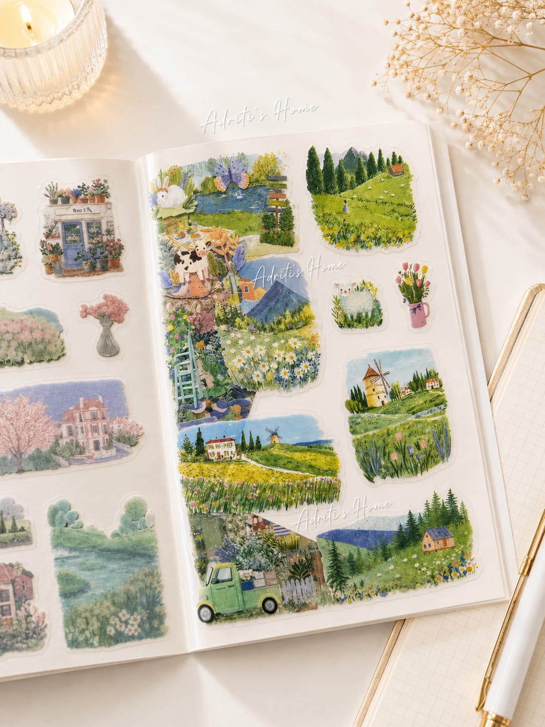 FGSJ- 404 | Winter-Themed PET Sticker Book | Featuring scenes Of Penguins, City Landscapes |