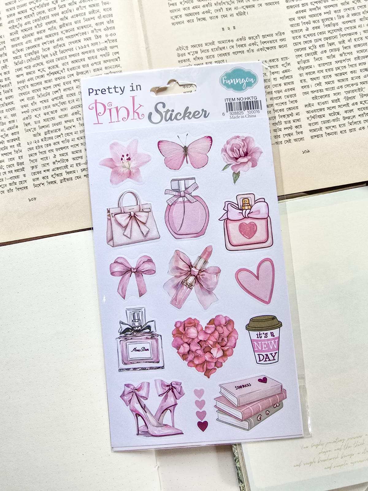 HKTG | Pretty In Pink Decorative Pre Cut Sticker 1pcs | 21×12.5