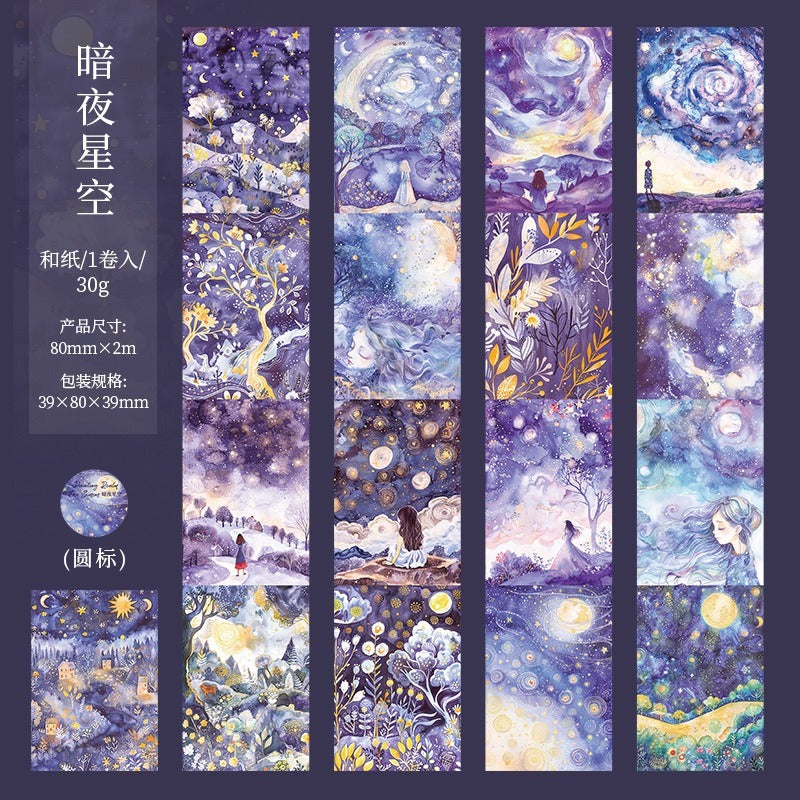 MHD- SJHJ005|RC| Painting Seasons Blue| Paper Sticker Roll 80mm x 2m