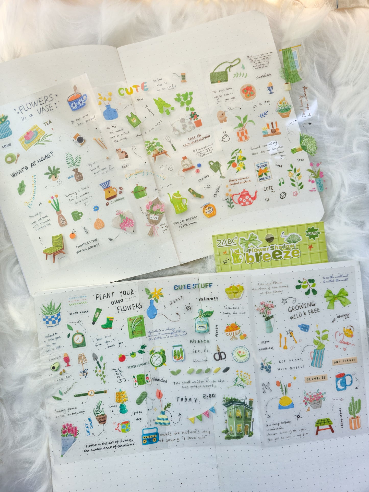 QSMJ403|G9| Flower Shadow Breeze | Lifestyle Sticker | 6 Sticker Sheets | Precut | Pink