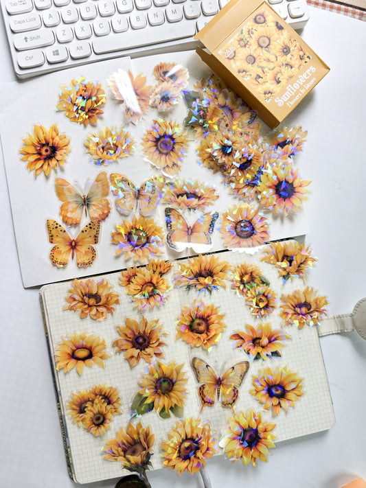 FHRY-601 | Sunflowers Flowers In Bloom PET Sticker | 60pcs Sticker