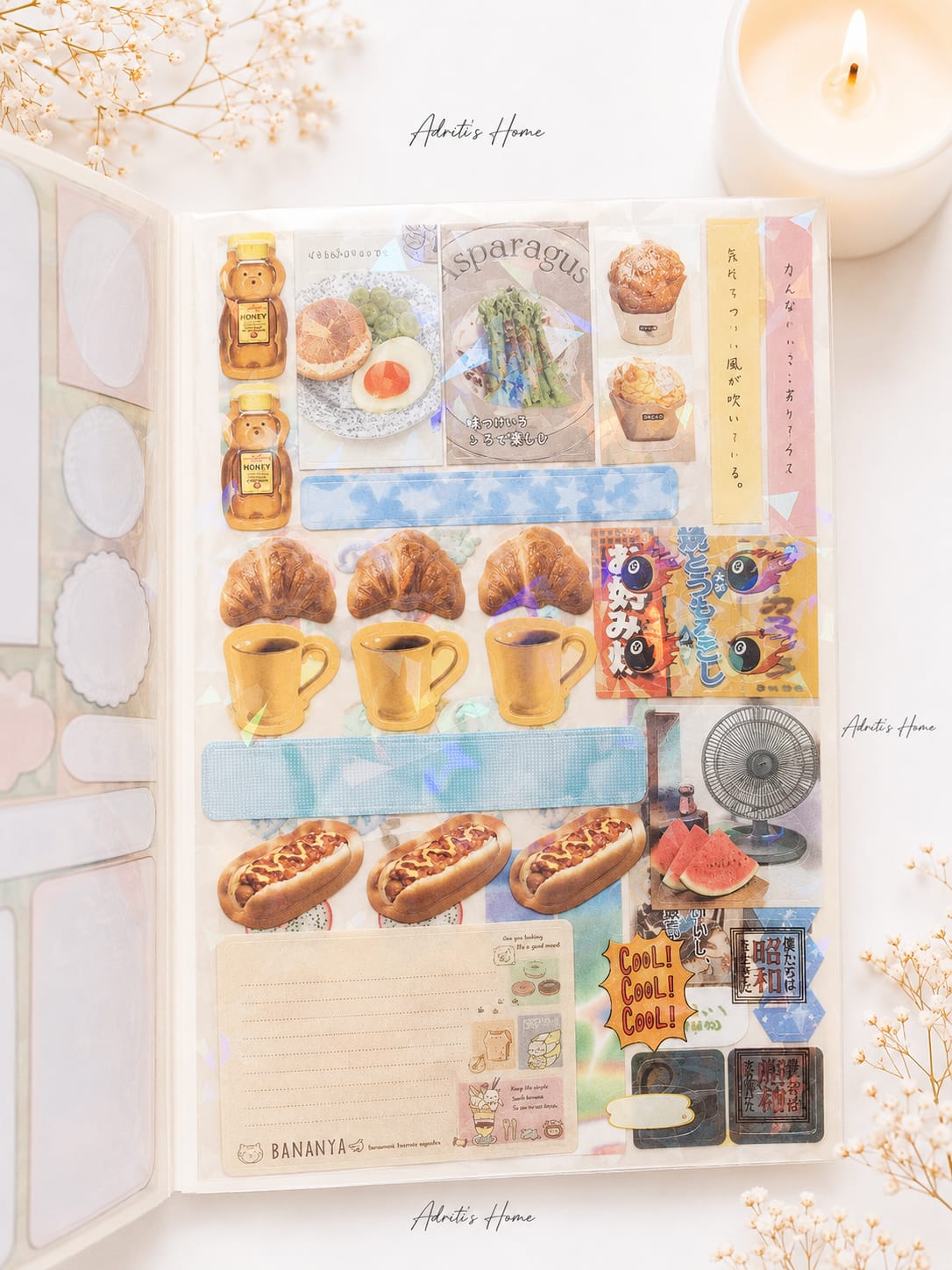 GZBBX 402 | Kawaii PET Sticker Book | Containing over 300+ aesthetic food-themed designs for Journaling and Scrapbooking | 20 Sheets