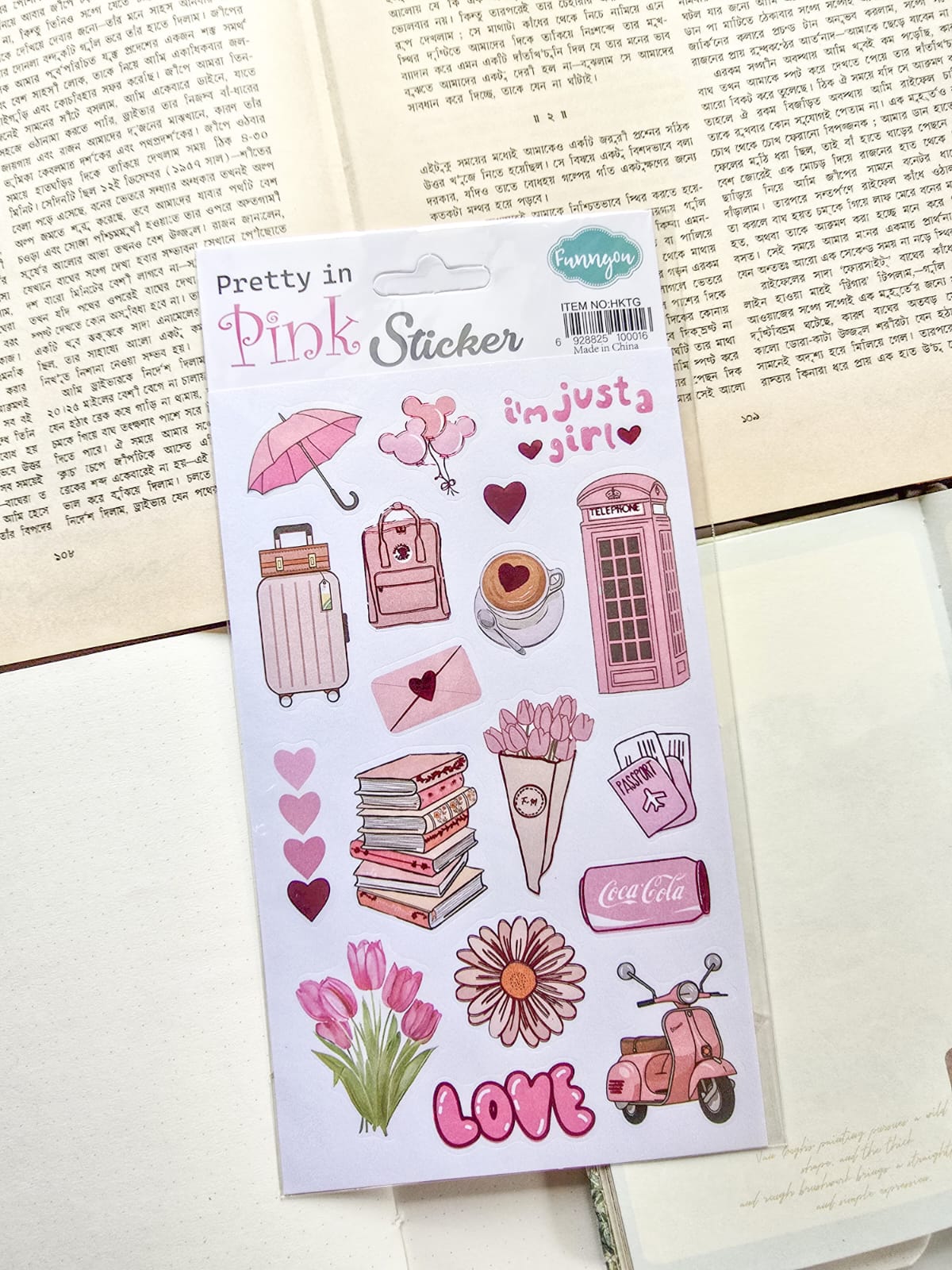 HKTG | Pretty In Pink Decorative Pre Cut Sticker 1pcs | 21×12.5