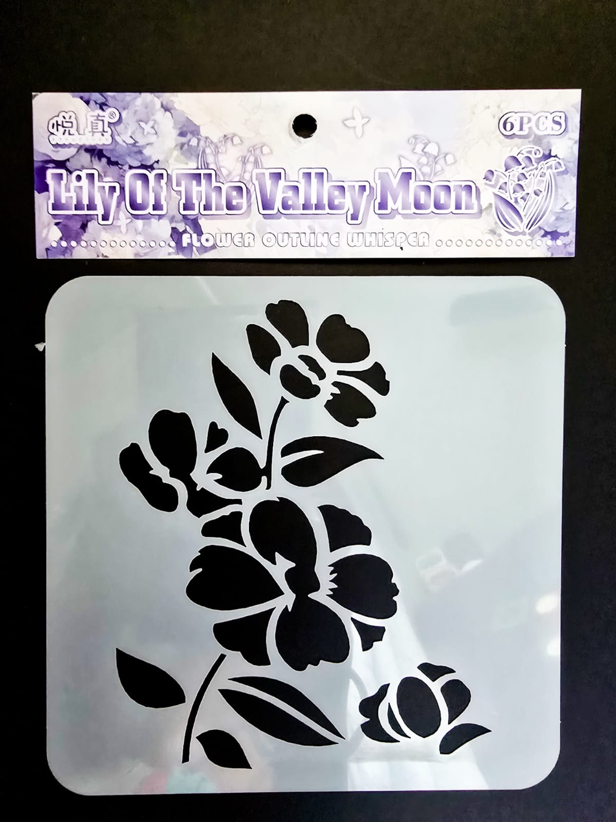 #14 HKDY-4-03 | Lily Of The Valley Moon Stencil | Flower Outline Whisper Stencil |