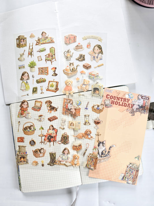 MQQL-602 | COUNTRY HOLIDAY Girls Aesthetic PET Sticker | 4pcs Sticker | 100*150mm