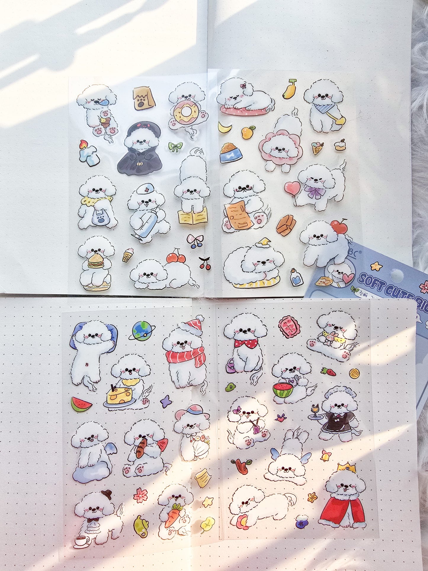 JYMQ-6-01 | G9| Soft Cute Bichon | PET | Transparent Sticker| 4 Sheets |