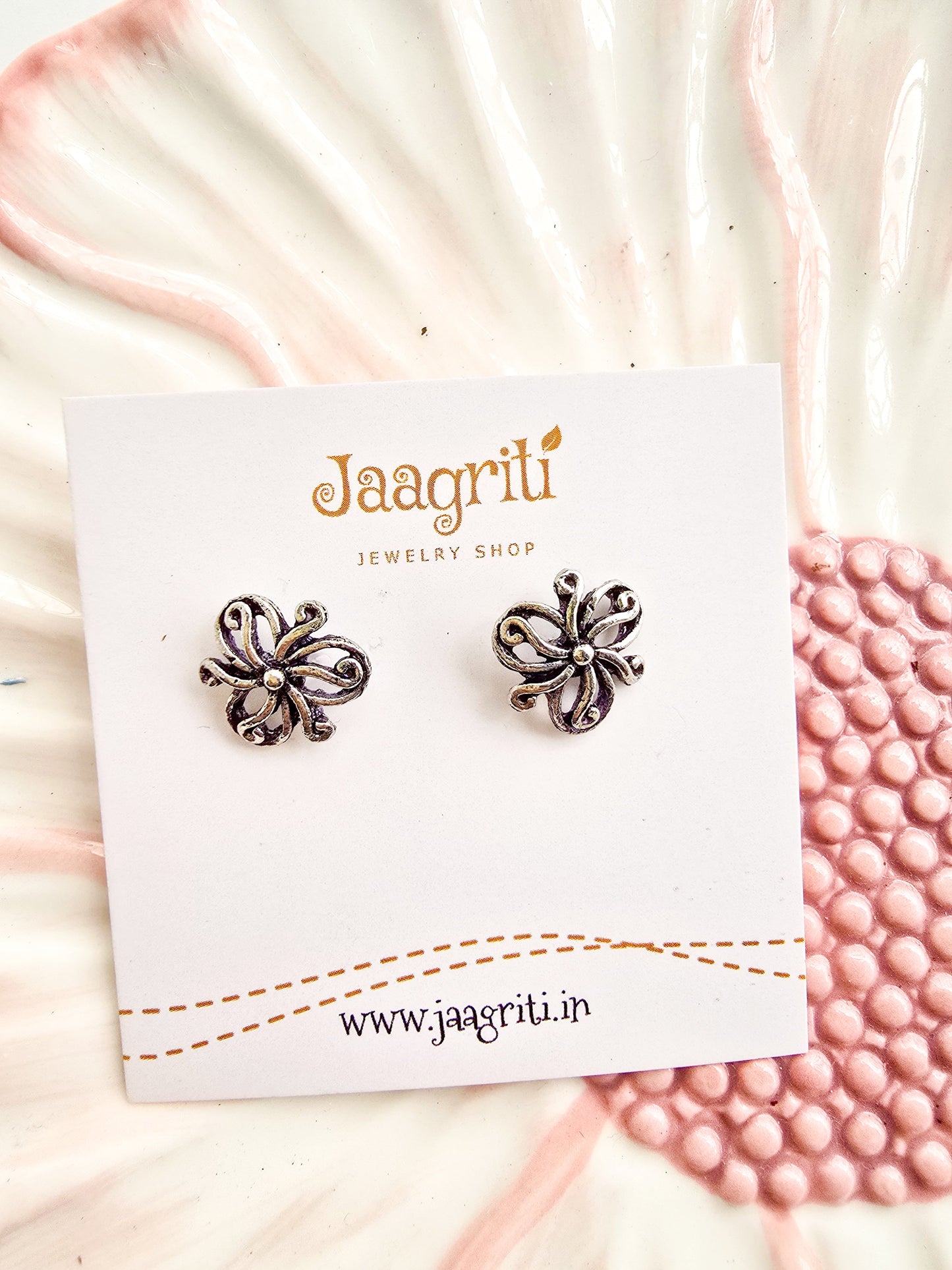 Oxidized Silver -Tone Stud Earrings