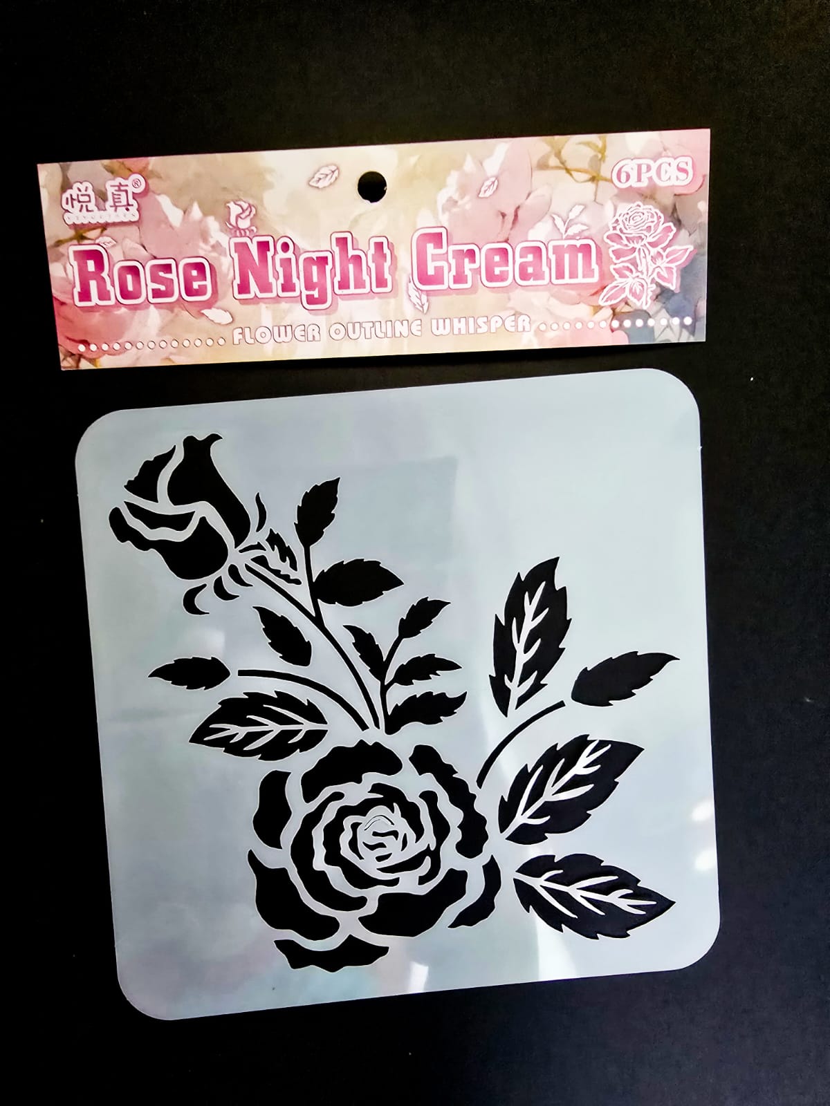 #5 HKDY-4-04 | Rose Night Cream Stencil | Flower Outline Whisper Stencil |