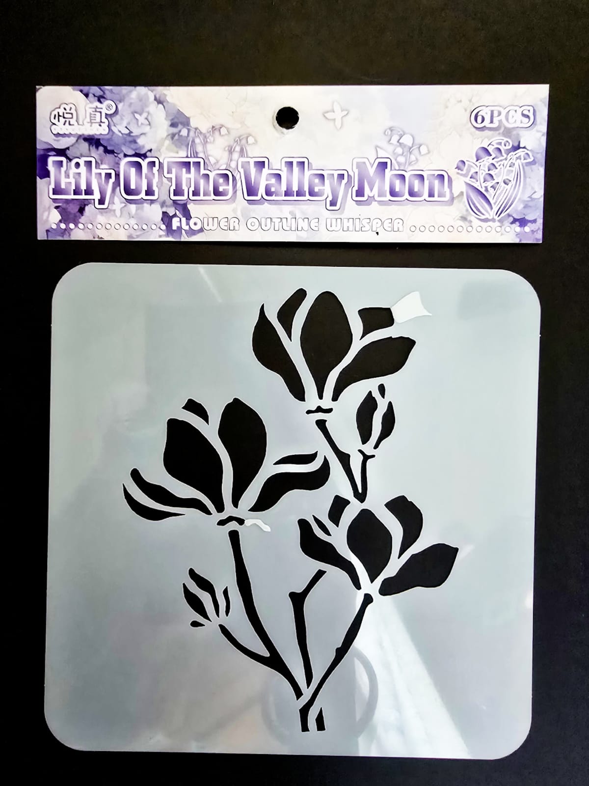 #18 HKDY-4-03 | Lily Of The Valley Moon Stencil | Flower Outline Whisper Stencil |