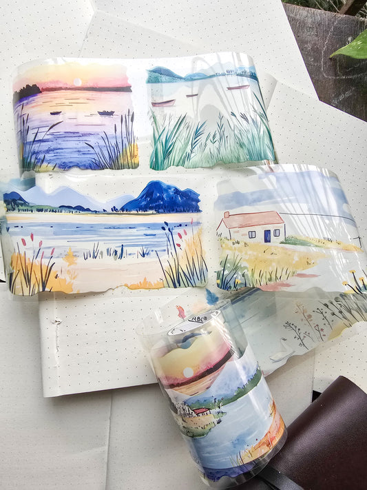 Lyly202-4 Sunset Greek Scenery Precut Sticker Roll