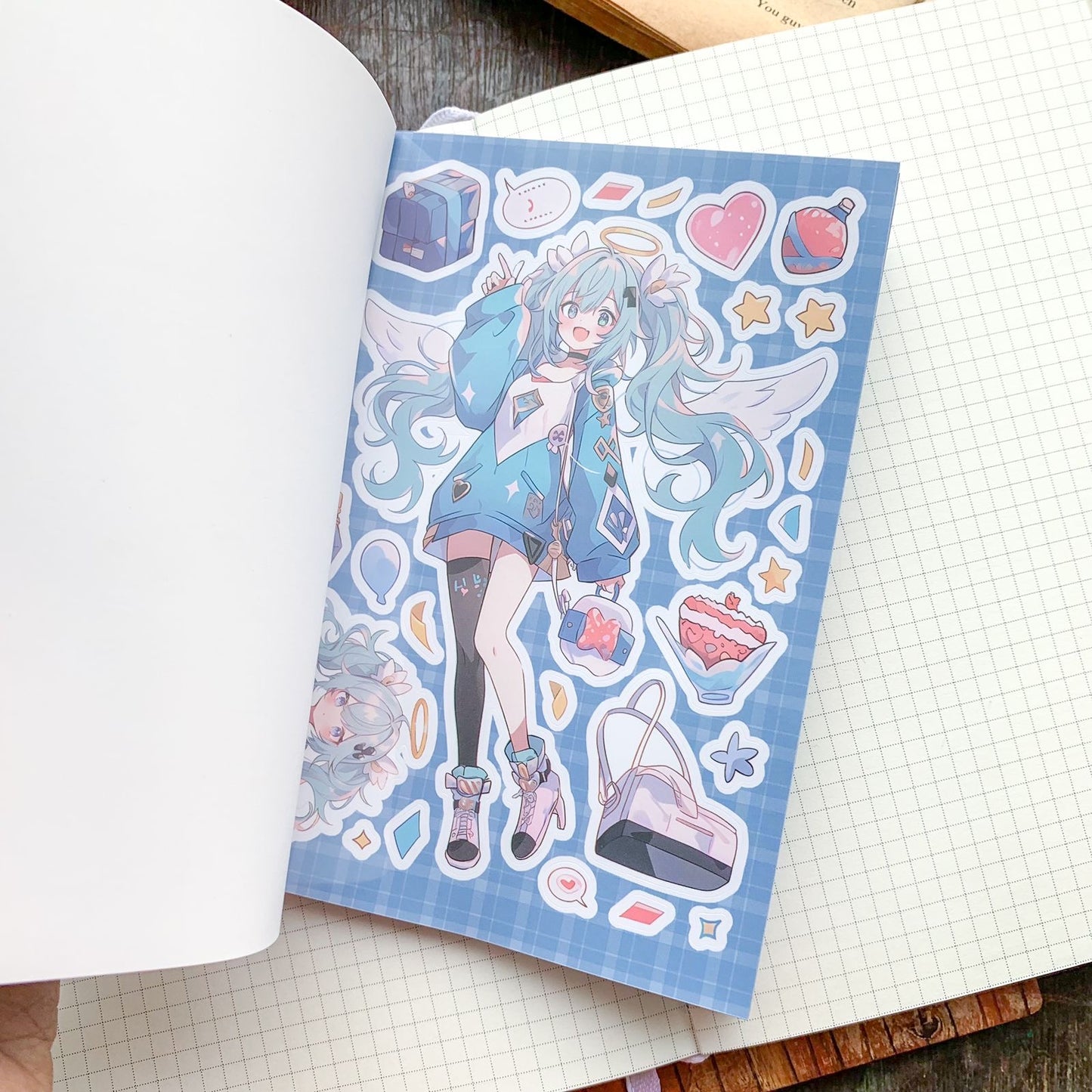 KQ1826|G-7| - Girl Deco Sticker Book | Sticker Book Kawaii Sweet and Gentle Dreaming Angel Girls Multi-colour 20 Sheets  | 105x148 mm