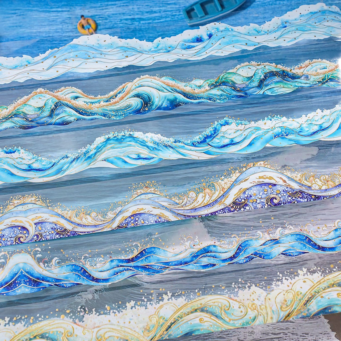 MHD-XHLH001-|RD|Sea Theme Transparent PET Sticker Roll | 40 mm | 2mtr | D