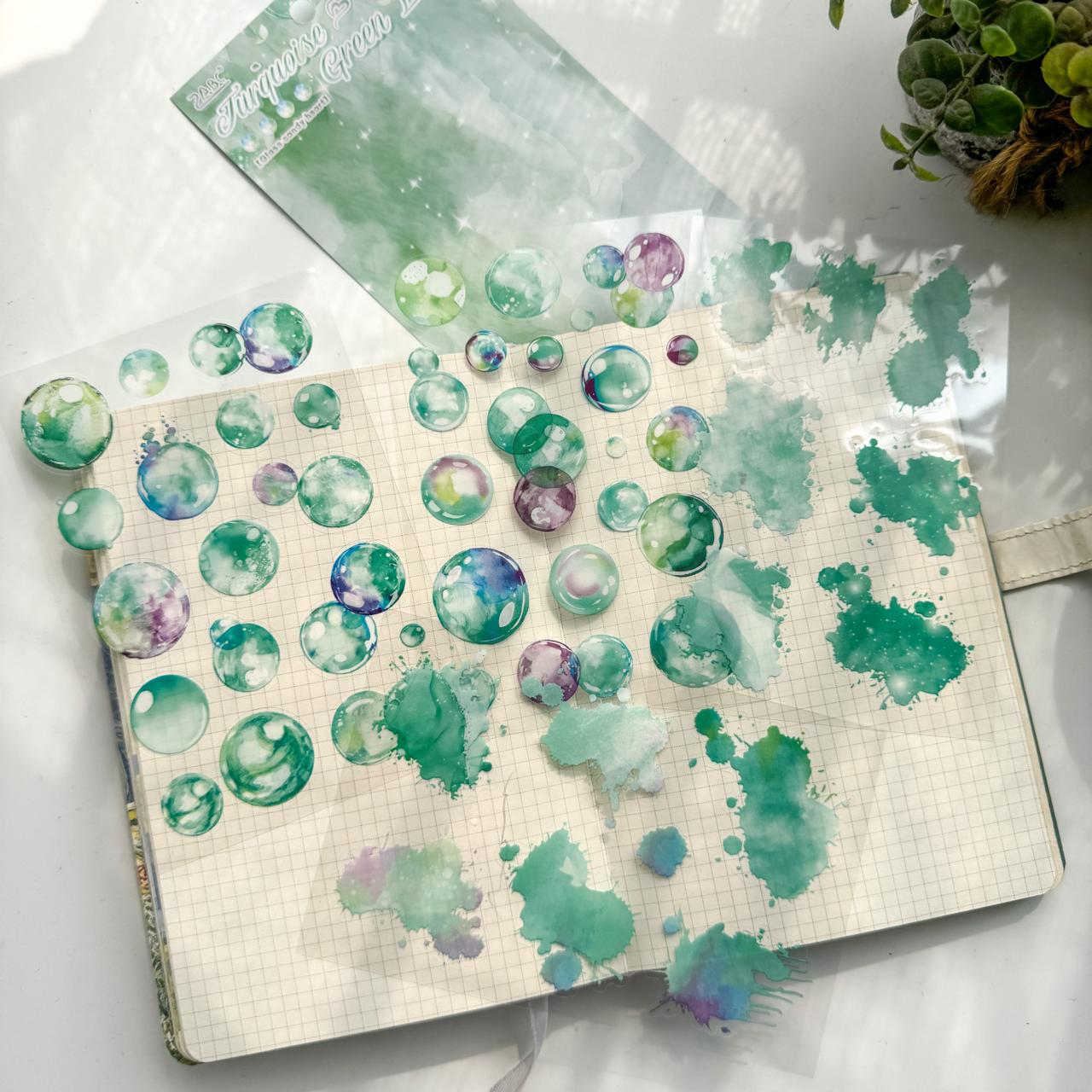 LLTX602|G-1|  pet stickers glass sugar heart series creative cut film stickers handbook material stickers 4 pieces