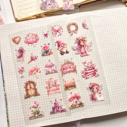 XYHM401|G9| - sticker pack Star Language Flower Dream series retro cut film handbook pet material stickers 6 pieces into 4 types