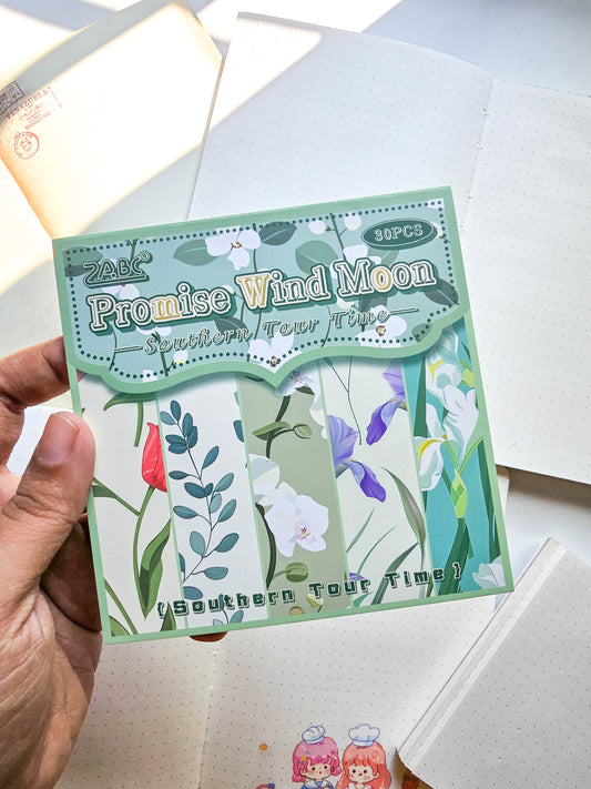 NXSG-602 |G4| Promise Wind Moon|Journal Paper| Floral Vintage Paper|GreenTheme|120*120mm 30 Pcs