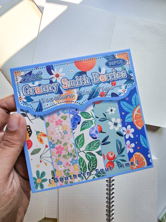 NXSG-603|G-4| Granny Smith Berries| Journal Paper| Floral Vintage Paper| Blue Theme|120*120mm 30 Pcs