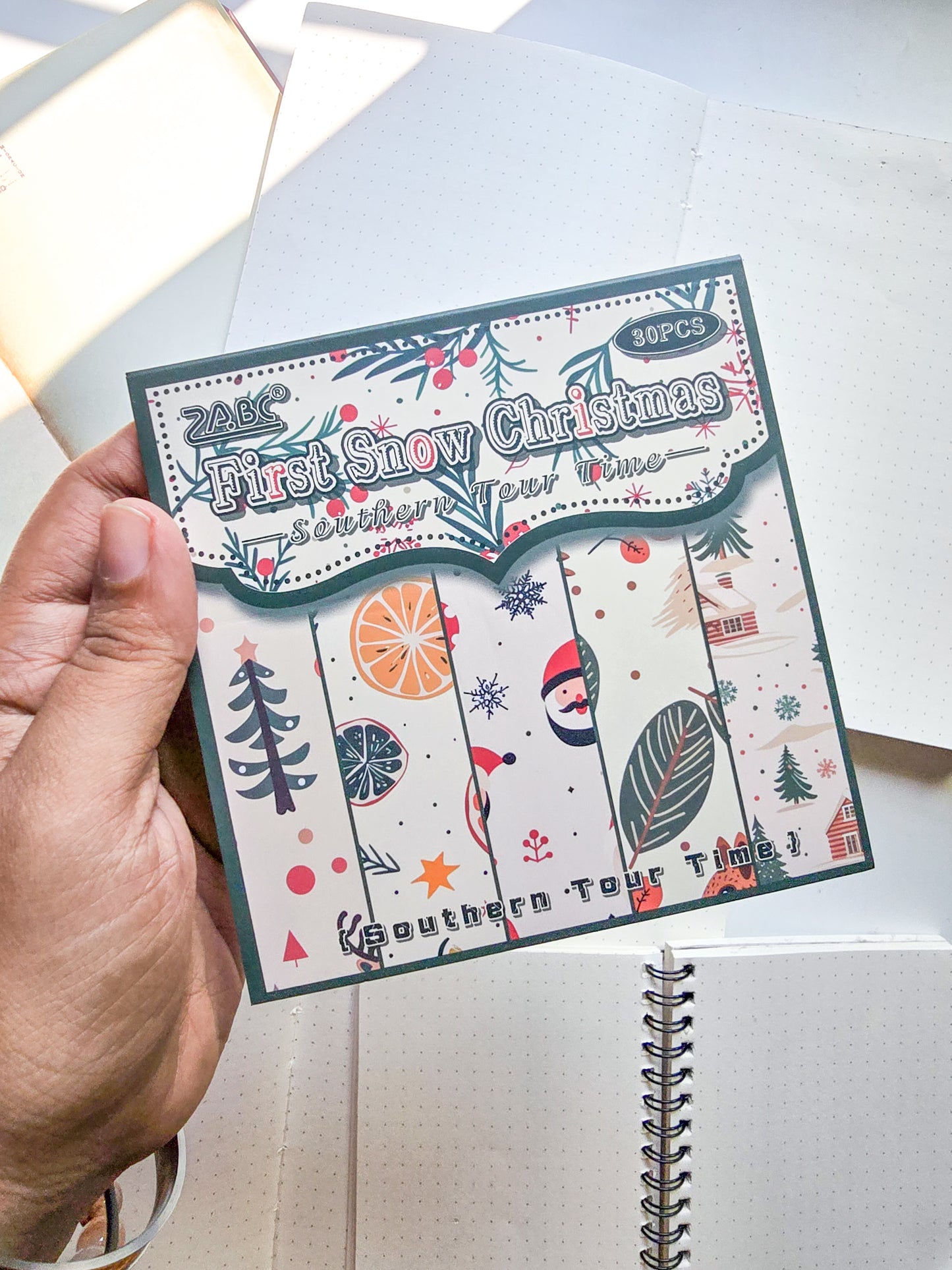 NXSG-605|G-4| First Snow Christmas| Journal Paper| Floral Vintage Paper| Green Theme|120*120mm 30 Pcs