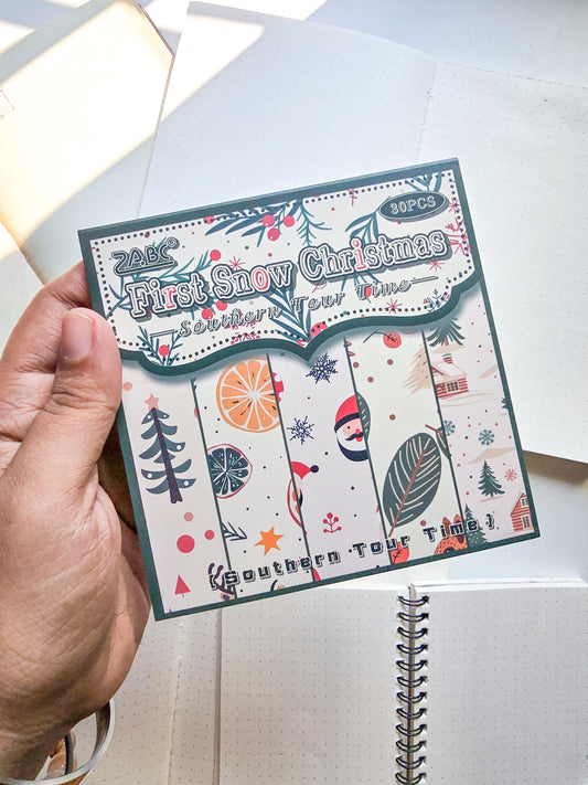 NXSG-605|G-4| First Snow Christmas| Journal Paper| Floral Vintage Paper| Green Theme|120*120mm 30 Pcs