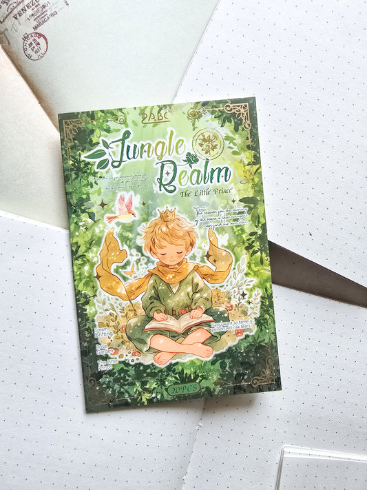 XYYH-403 Jungle Realm||G7 | Fairy Tale Character Sticker Book| Little Prince Pet & Washi Sticker| 150*100mm 20Pcs|Green Theme