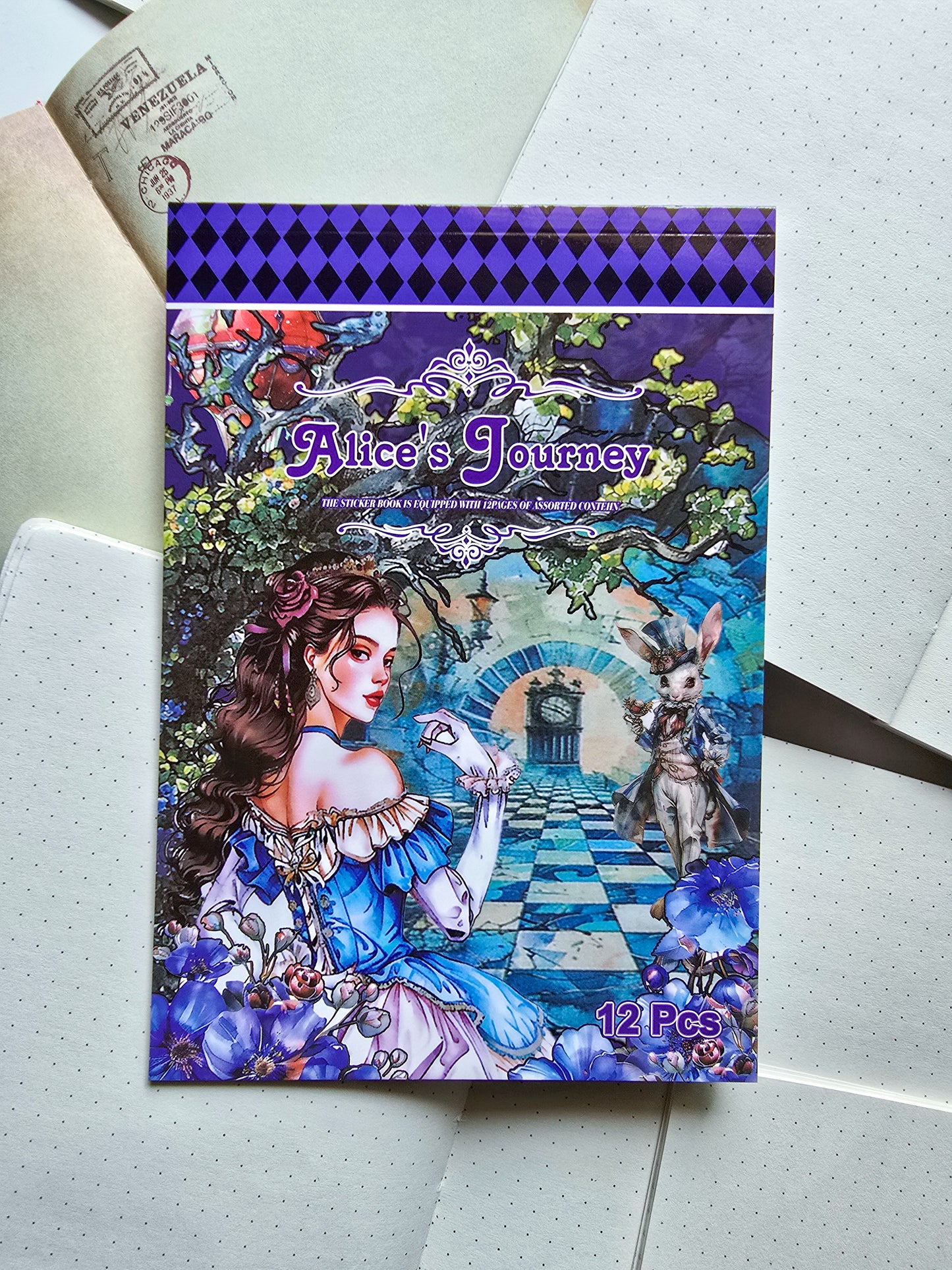 WX-TP #4 Alice's Journey Paper Sticker Book |Blue Series| Pre-cut Journal Sticker Book