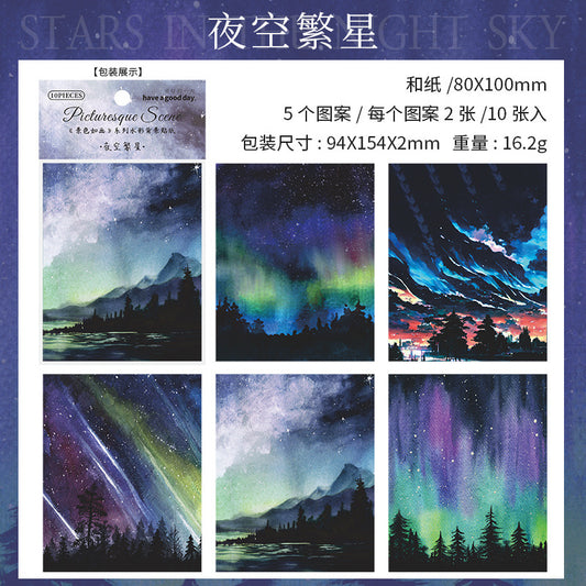 MHD-JSRH005-Scenery Theme Transparent Stickers | 80x100mm | 5 Designs 2 Each | 10 Stickers Total
