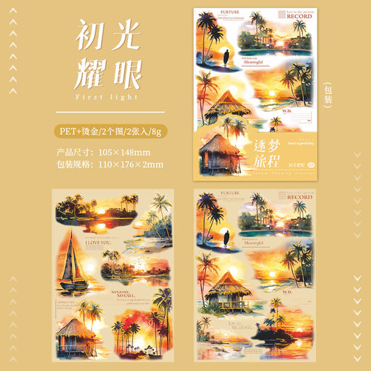 Zmlc006  PET Sticker | Journey Sunset | 2 Sheets 105x148mm