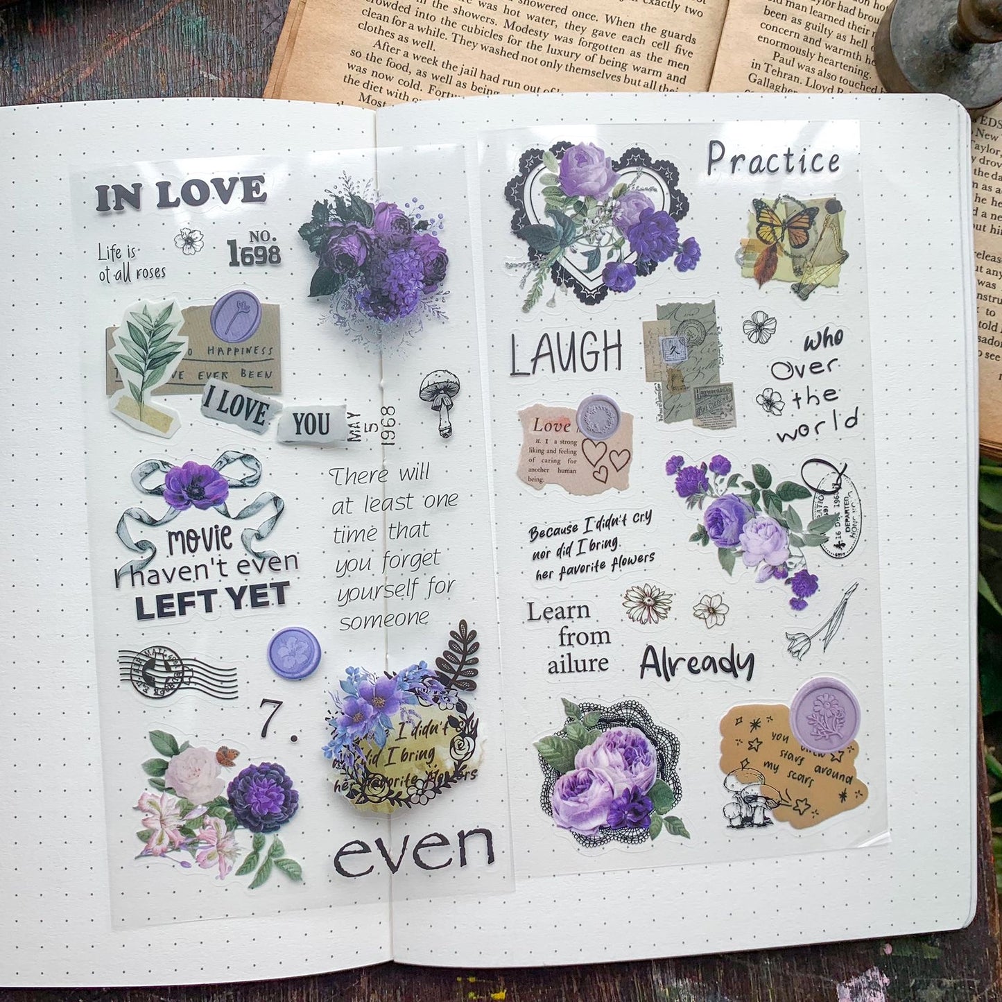 DS-THF-1|G-9|  PSW(KQ) | Journal PET Sticker purple silk whispers | 6 sheets| 95*180mm |