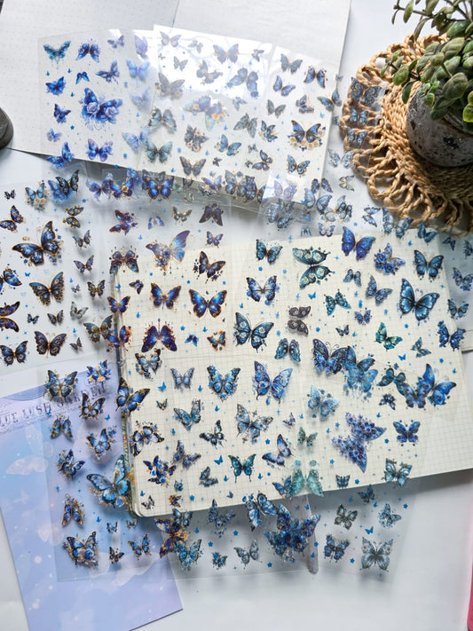 YXMD606 - sticker under the moon butterfly laser shell light hand account sticker waterproof pet film hand account material