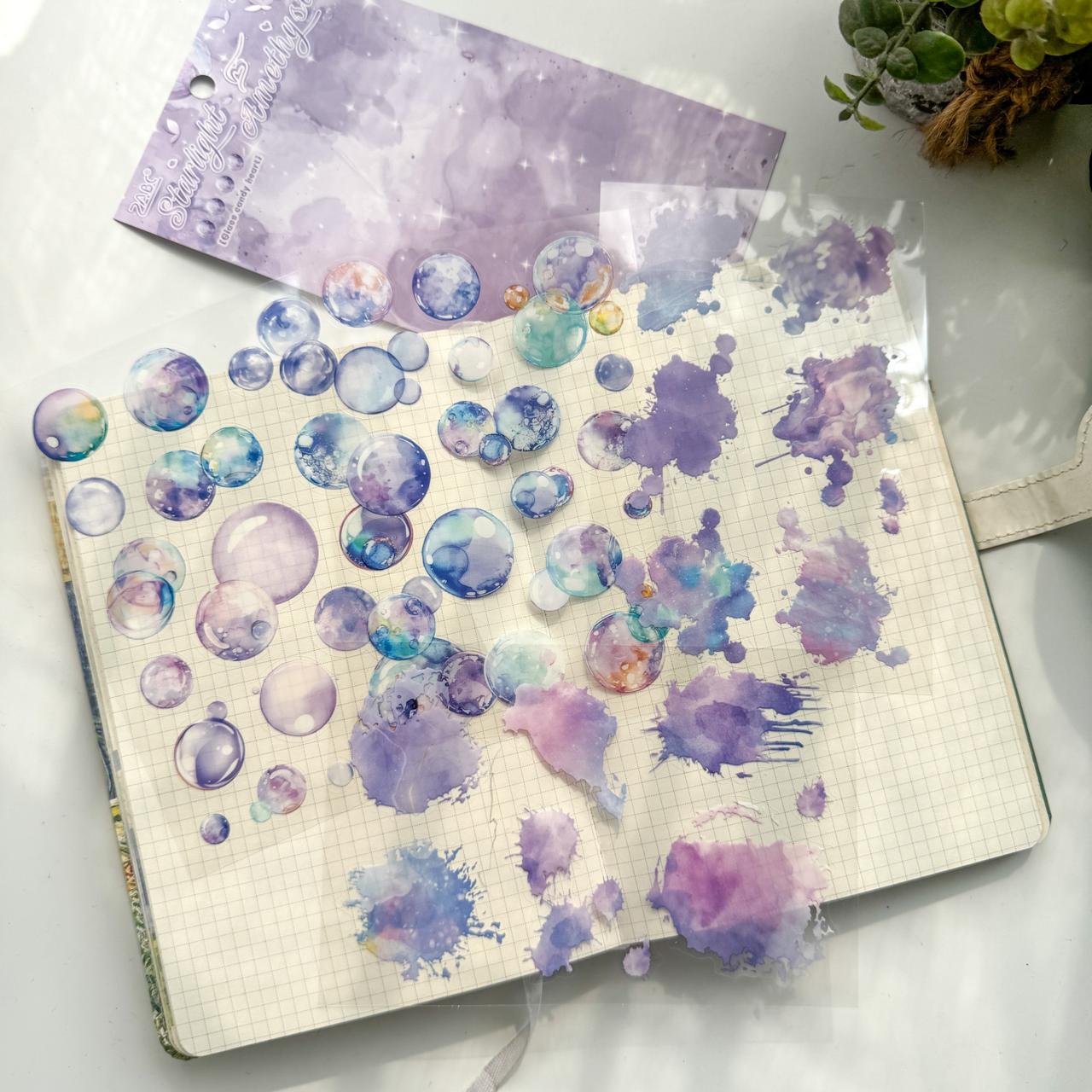 LLTX603|G-1| - pet stickers glass sugar heart series creative cut film stickers handbook material stickers 4 pieces