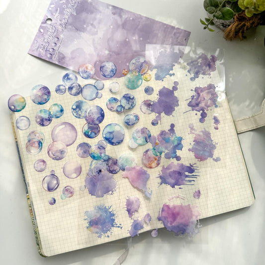LLTX603|G-1| - pet stickers glass sugar heart series creative cut film stickers handbook material stickers 4 pieces