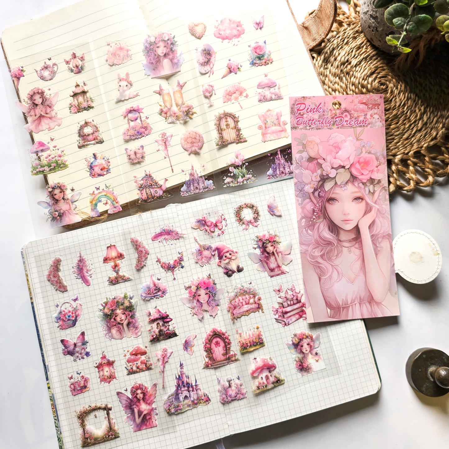 XYHM401|G9| - sticker pack Star Language Flower Dream series retro cut film handbook pet material stickers 6 pieces into 4 types
