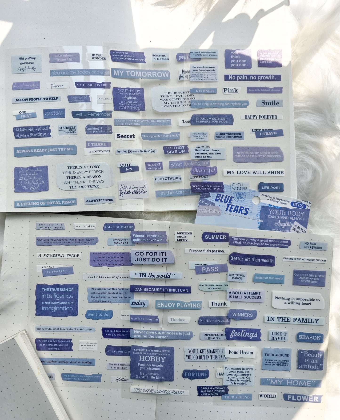 Fgjsg404 Blue Tears Sentence Letters Quotes | 6 Sheets 150*100mm