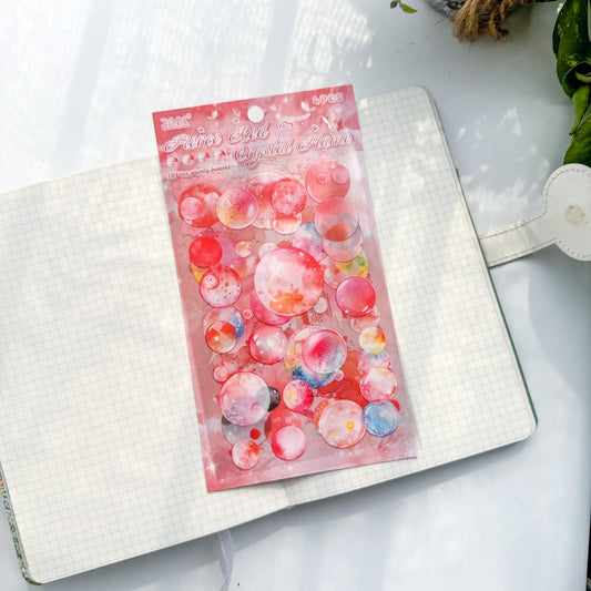 LLTX604|G-1|  pet stickers glass sugar heart series creative cut film stickers handbook material stickers 4 pieces