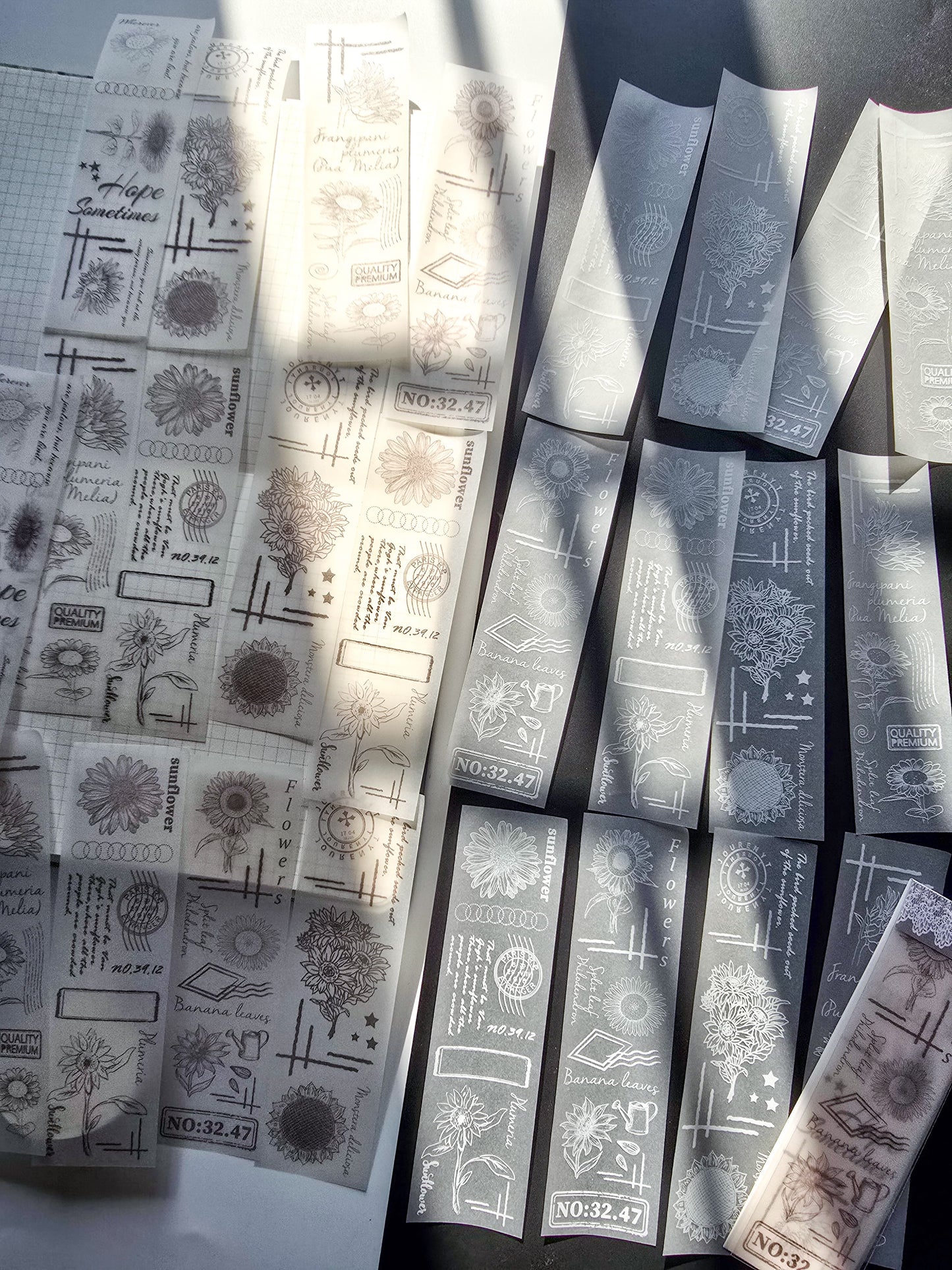 NNHY806 -|G4| sticker this murmur flower series creative retro sulphuric acid paper white ink hand account material 30 sheets into