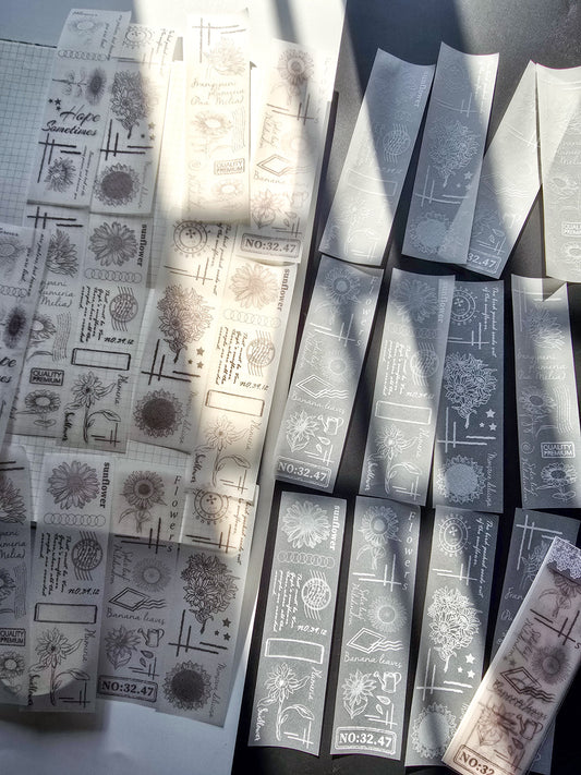 NNHY806 -|G4| sticker this murmur flower series creative retro sulphuric acid paper white ink hand account material 30 sheets into