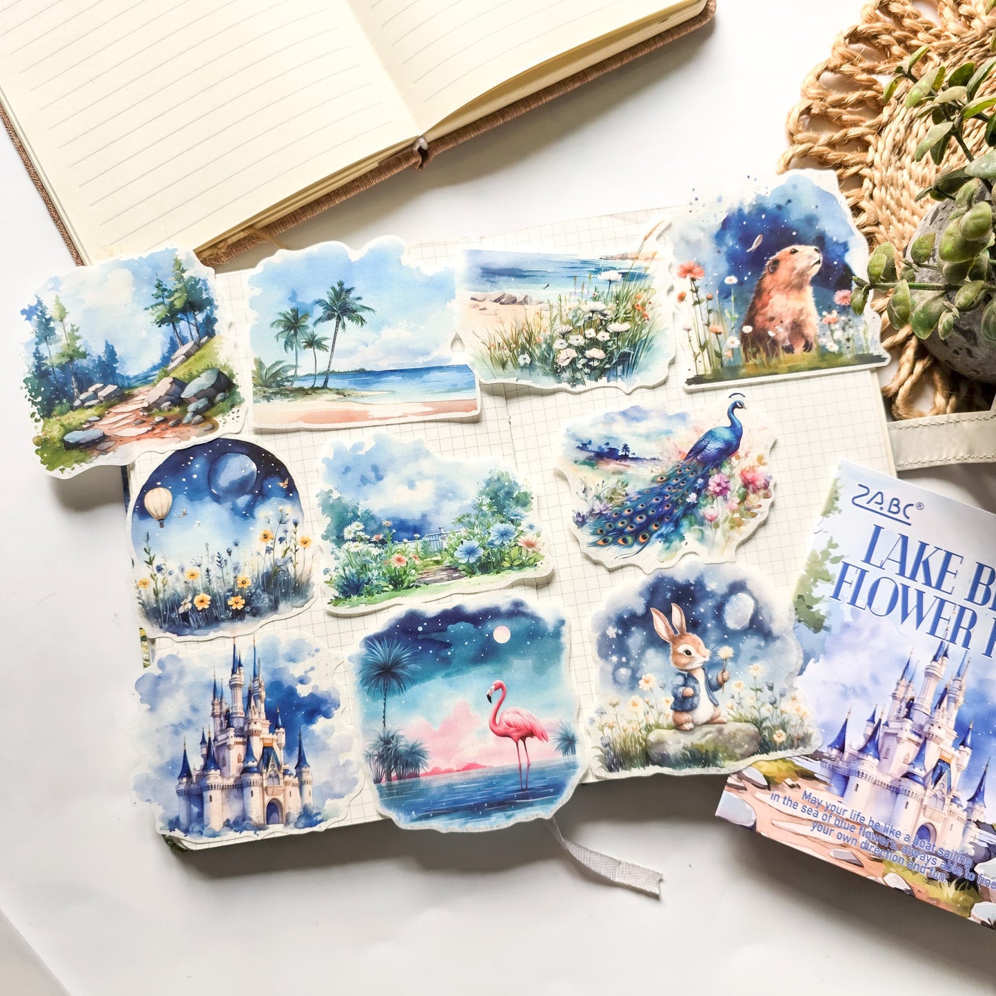 HHXZ604|G-2| - sticker package Flower Sea Boat Series Landscape Landscaping Special Oil and Paper Cut Film Handbook Material