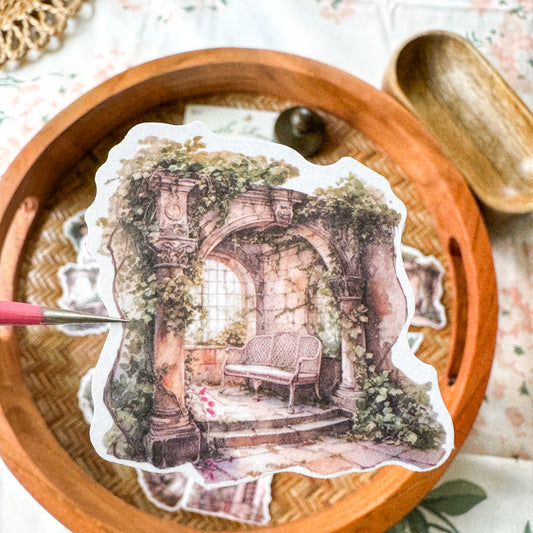 Mg015-0439 Castle Ruins Paper Sticker Pack 20Pc