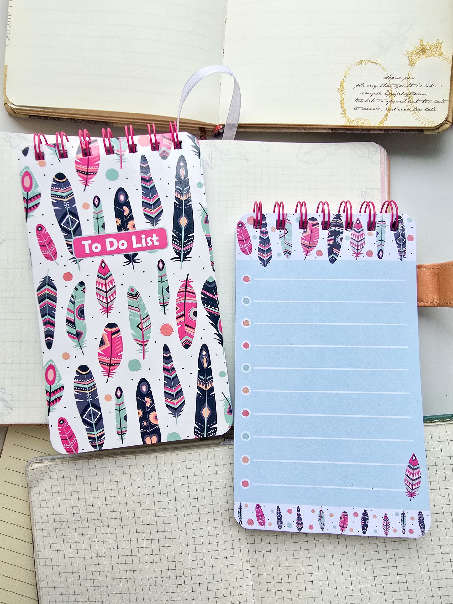 #5 To do Notepad | Spiral Binding | Cute Notepad | Daily Planner | Feather | Tot Tales | Notebook