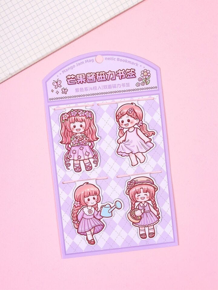 Kqmgjclsq-400|G-9| Magnetic Bookmark 4pcs | Translucent Sticker 1 Sheet Random Design