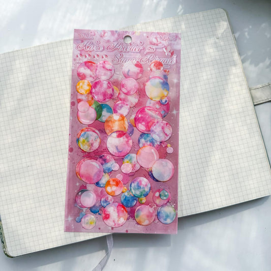 LLTX601|G-1| - pet stickers glass sugar heart series creative cut film stickers handbook material stickers 4 pieces