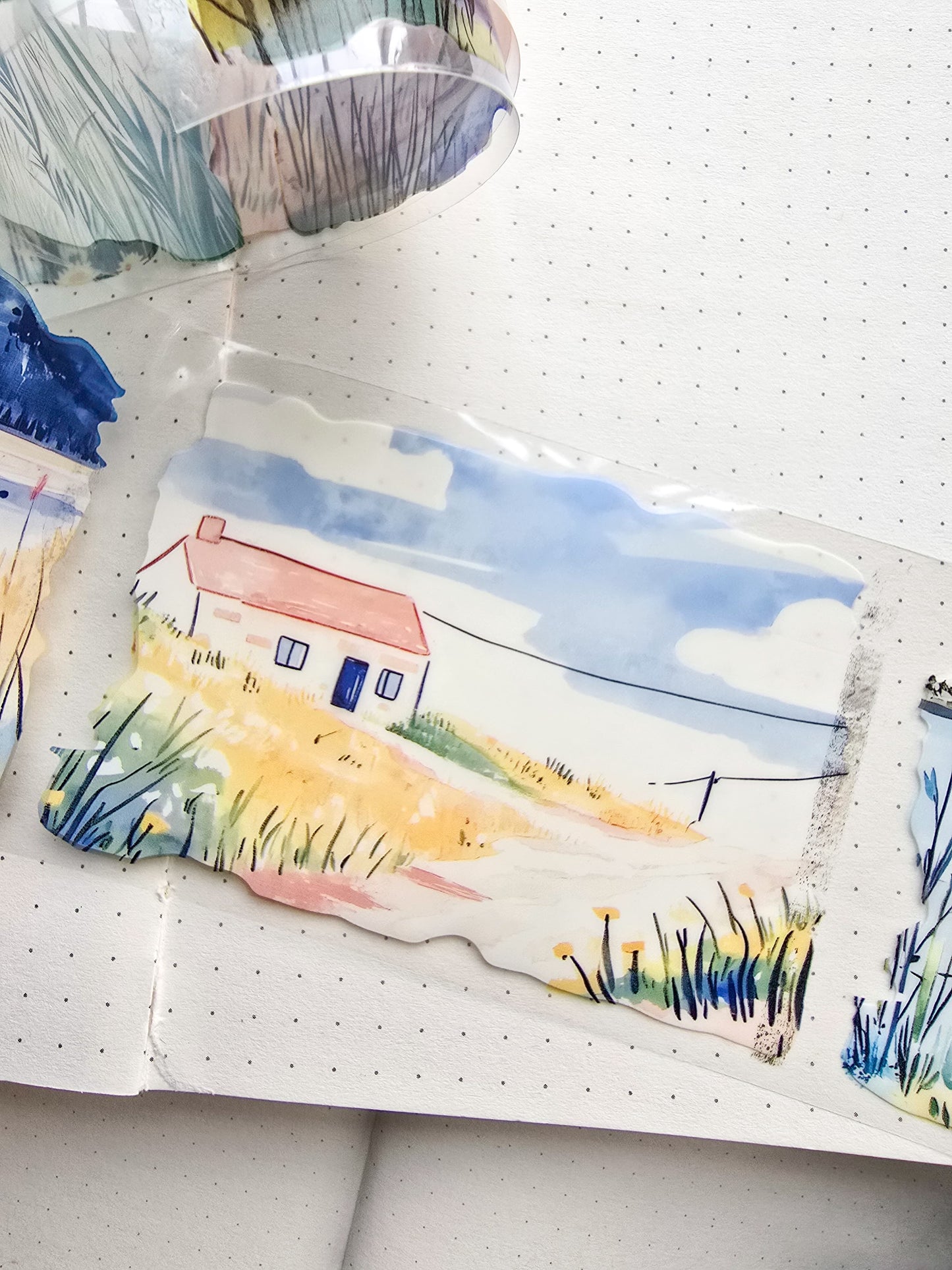 Lyly202-4 Sunset Greek Scenery Precut Sticker Roll