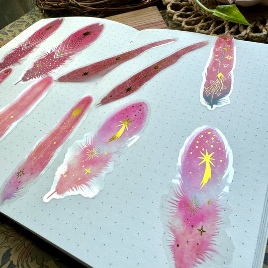 Tz2207zzr -d Transparent Pet sticker  foil Feather collection Big | 10 pc