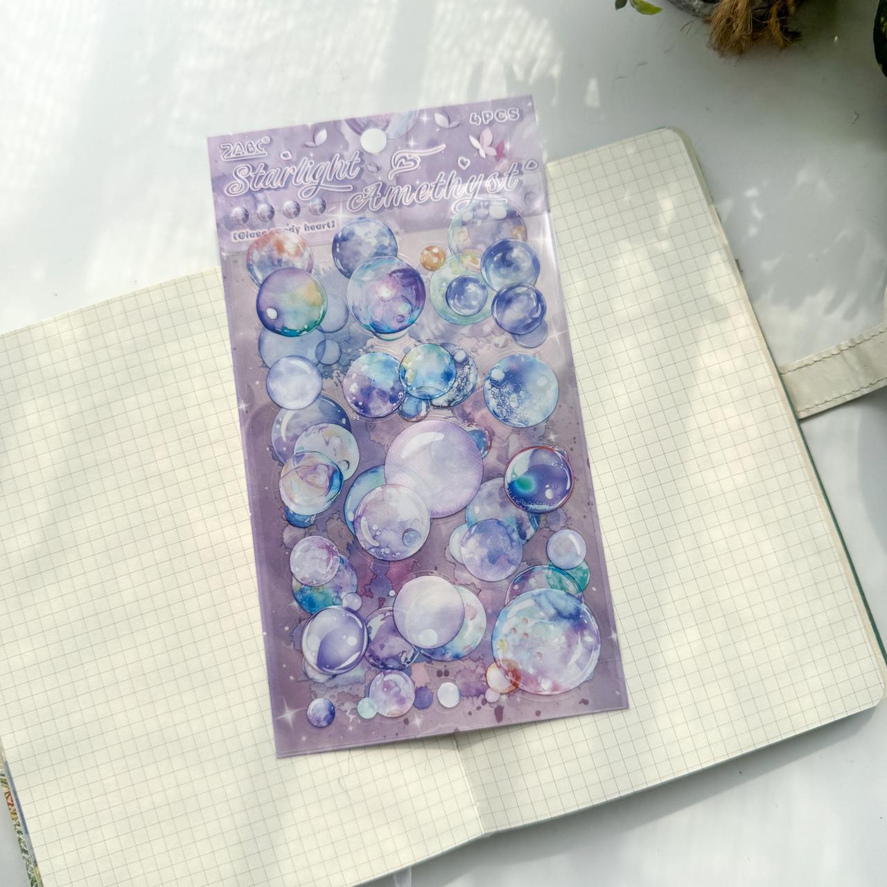 LLTX603|G-1| - pet stickers glass sugar heart series creative cut film stickers handbook material stickers 4 pieces