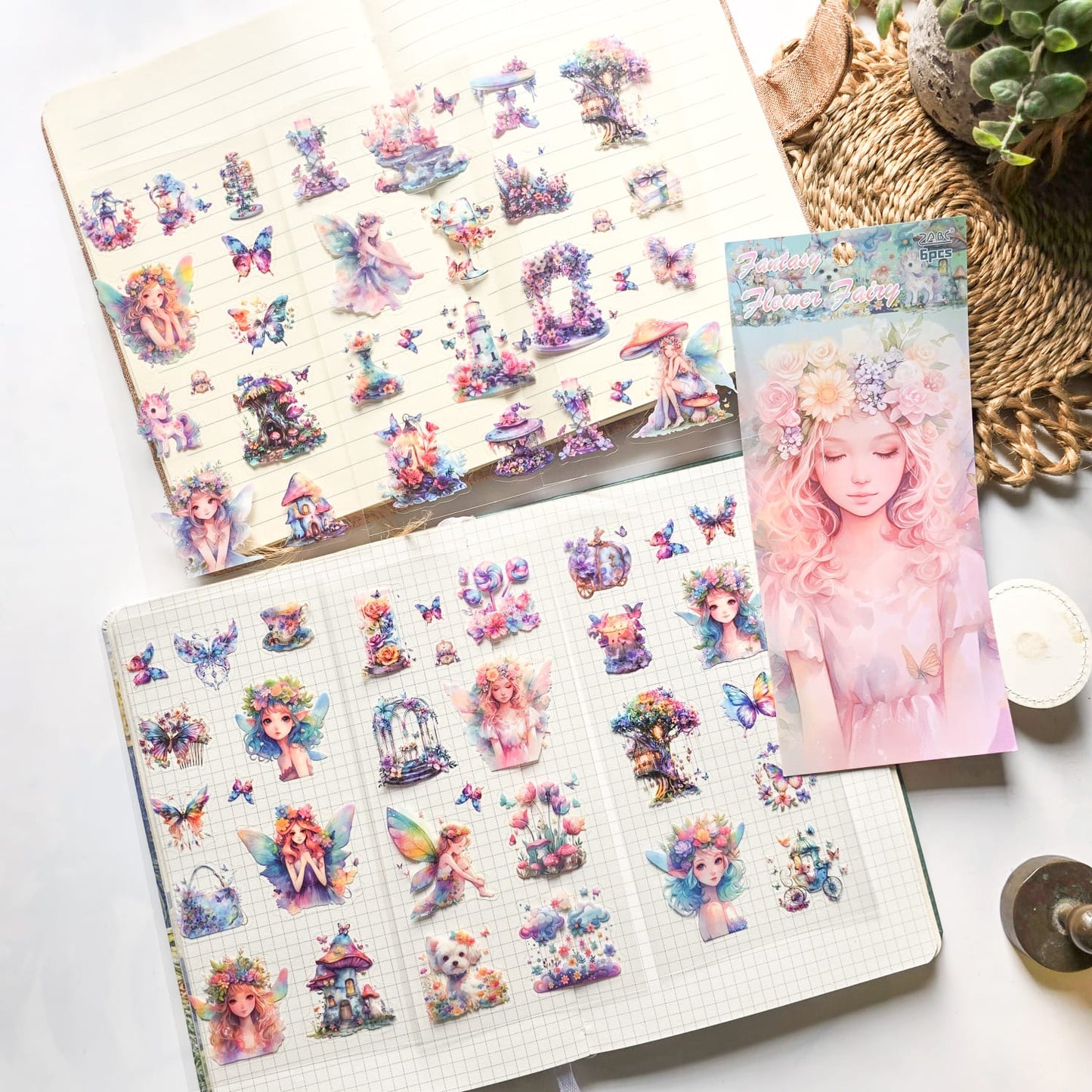 XYHM404|G9| - sticker pack Star Language Flower Dream series retro cut film handbook pet material stickers 6 pieces into 4 types