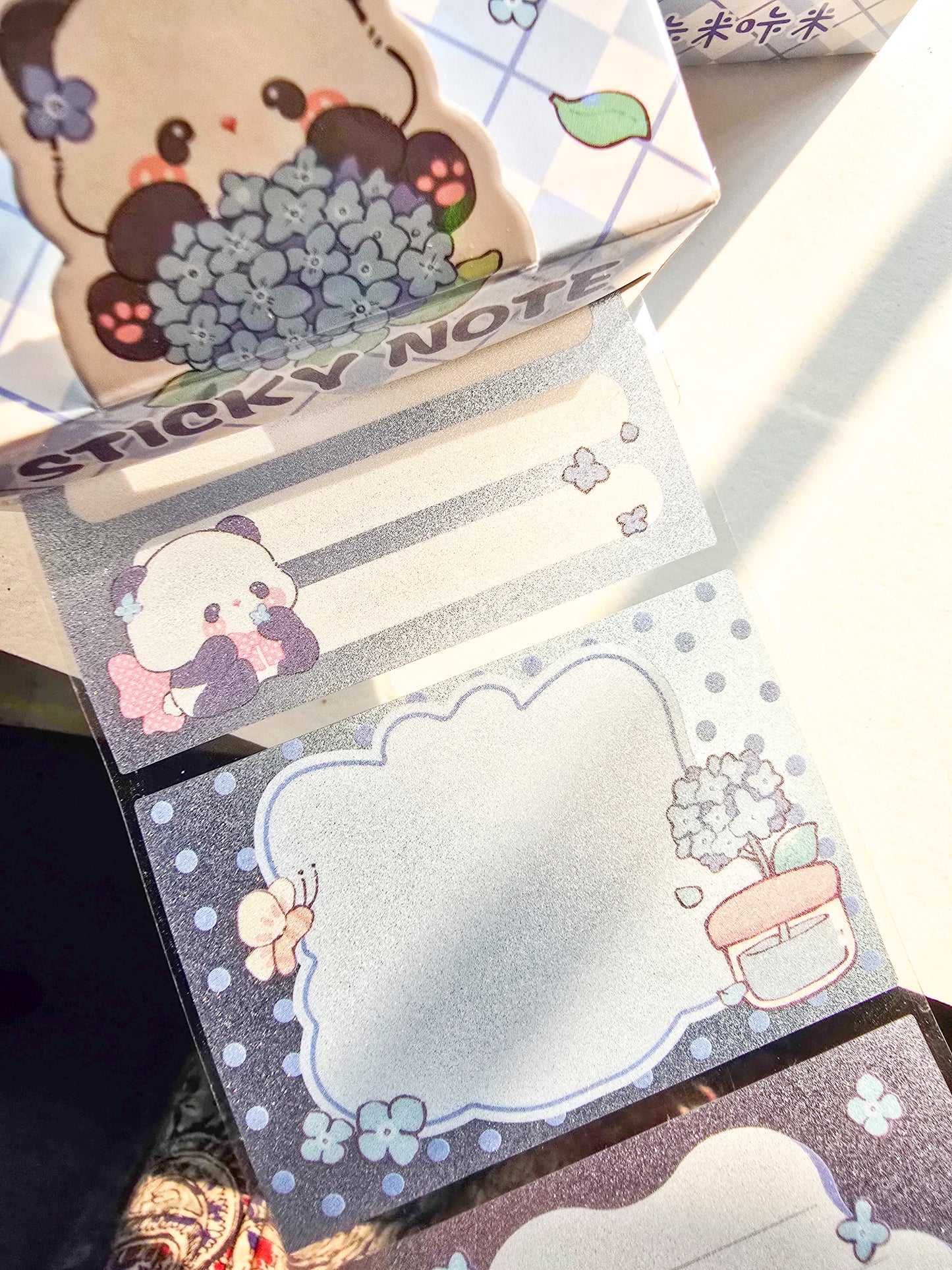 Km2758#3  - 1 pc Kawaii Sticker Roll Blue | 48 pcs Stickers | Pet Transparent Stickers | Panda