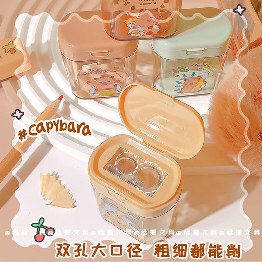 Sr0329 Kawaii Q Capybara Pencil Sharpner High Quality With 2 Different Size Blade Random Design